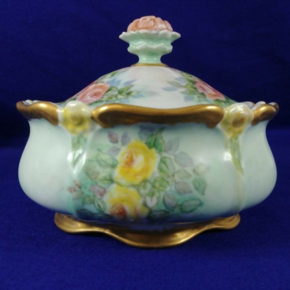 Porcelain Bowl with Lid Gold Trim Hallmarked Bavaria Germany - Picture 8 of 12